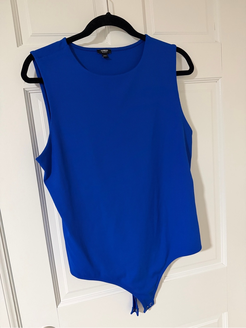 Express Cobalt Blue Sleeveless Ribbed Bodysuit